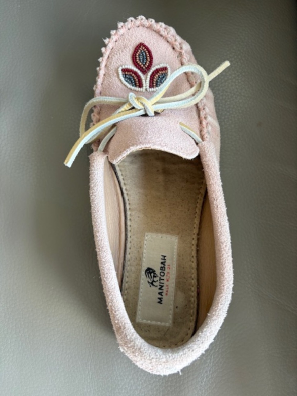 MANITOBAH MUKLUKS Kayak Women's sz 7 suede leather moccasin slippers pink quartz - Picture 10 of 16